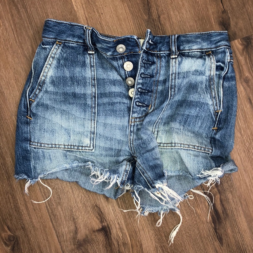 We The Free Free People 24 High Wasted Jean Shorts with Buttons